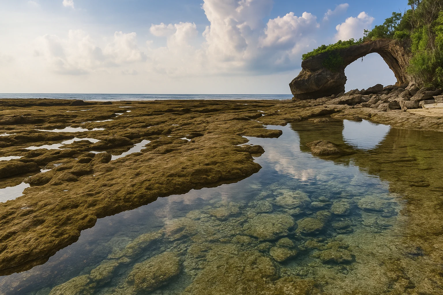 Panoramic view of Neil Island's coastline and greenery