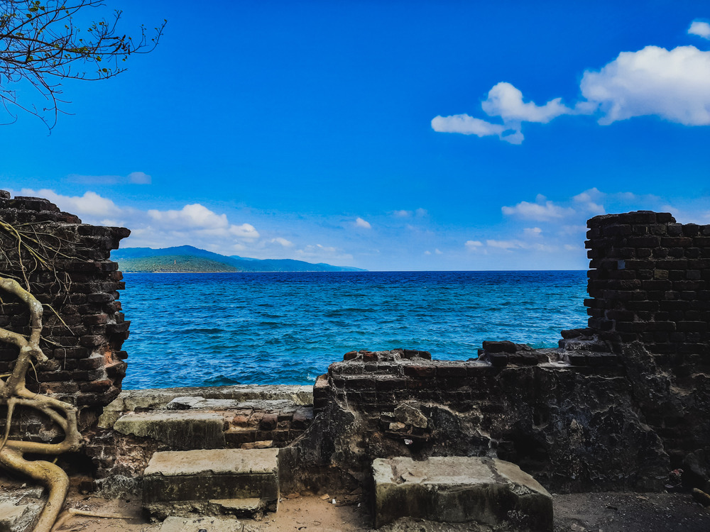 Brick wall by the shore